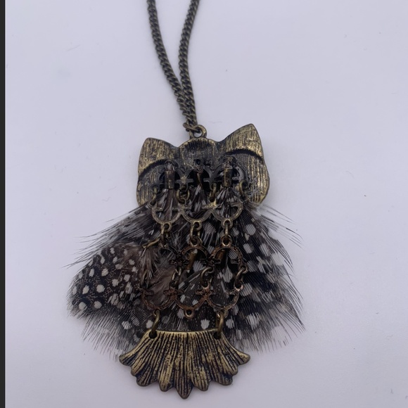 Feathery Owl Pendant Necklace - Picture 3 of 3